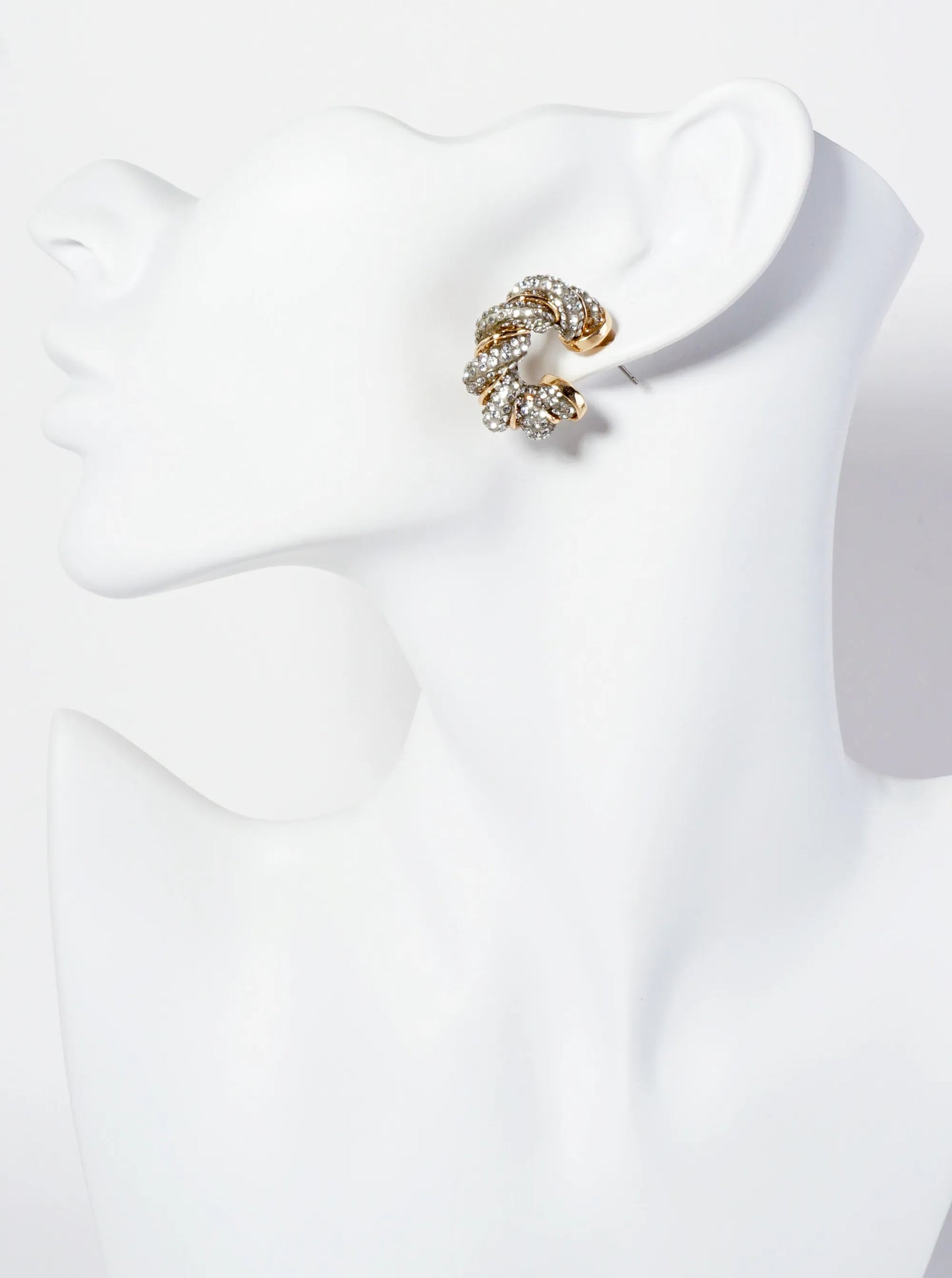 30mm Twist Open Hoop Earrings Embellished With Sparkling Crystal-Pave