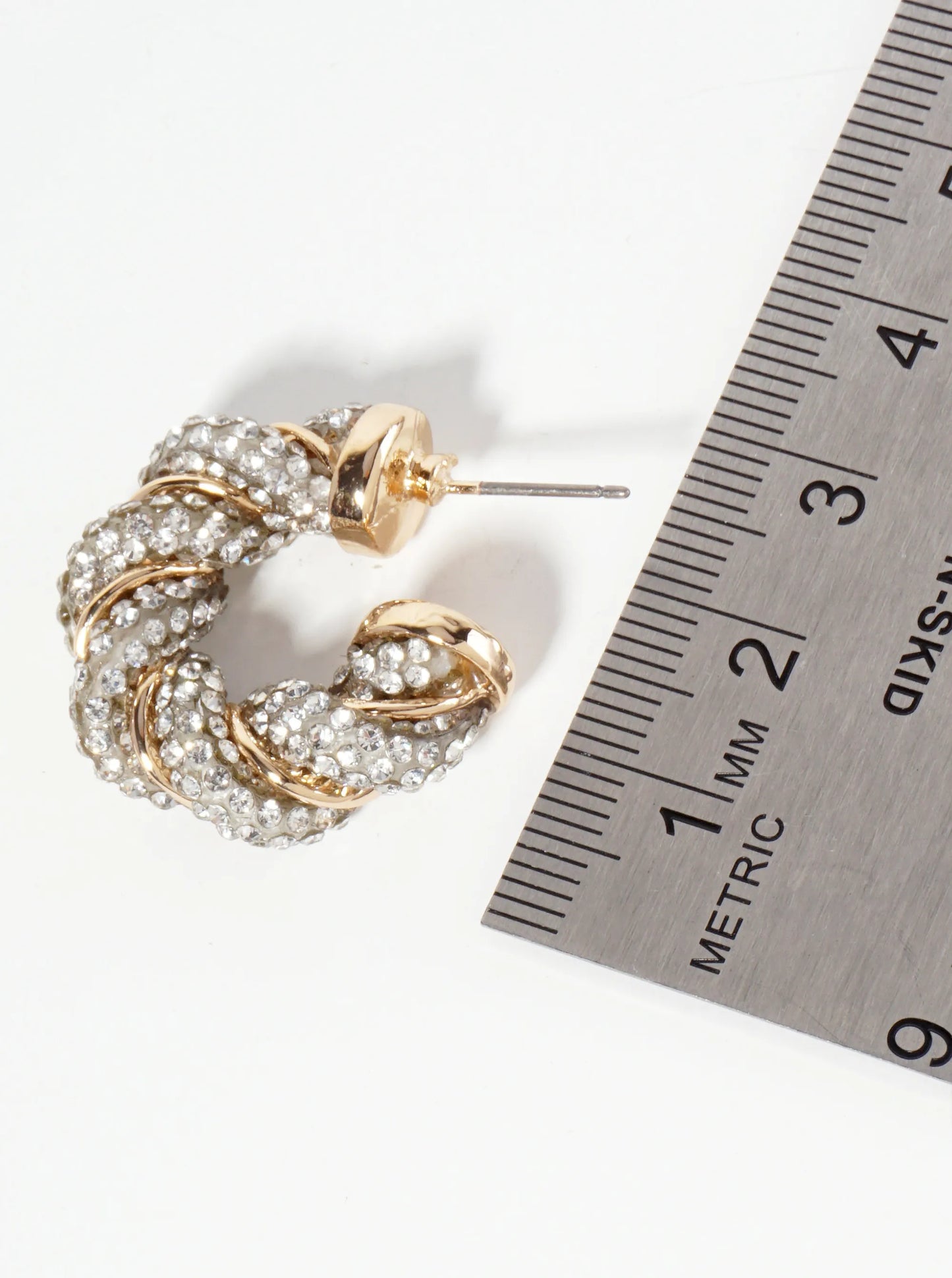 30mm Twist Open Hoop Earrings Embellished With Sparkling Crystal-Pave