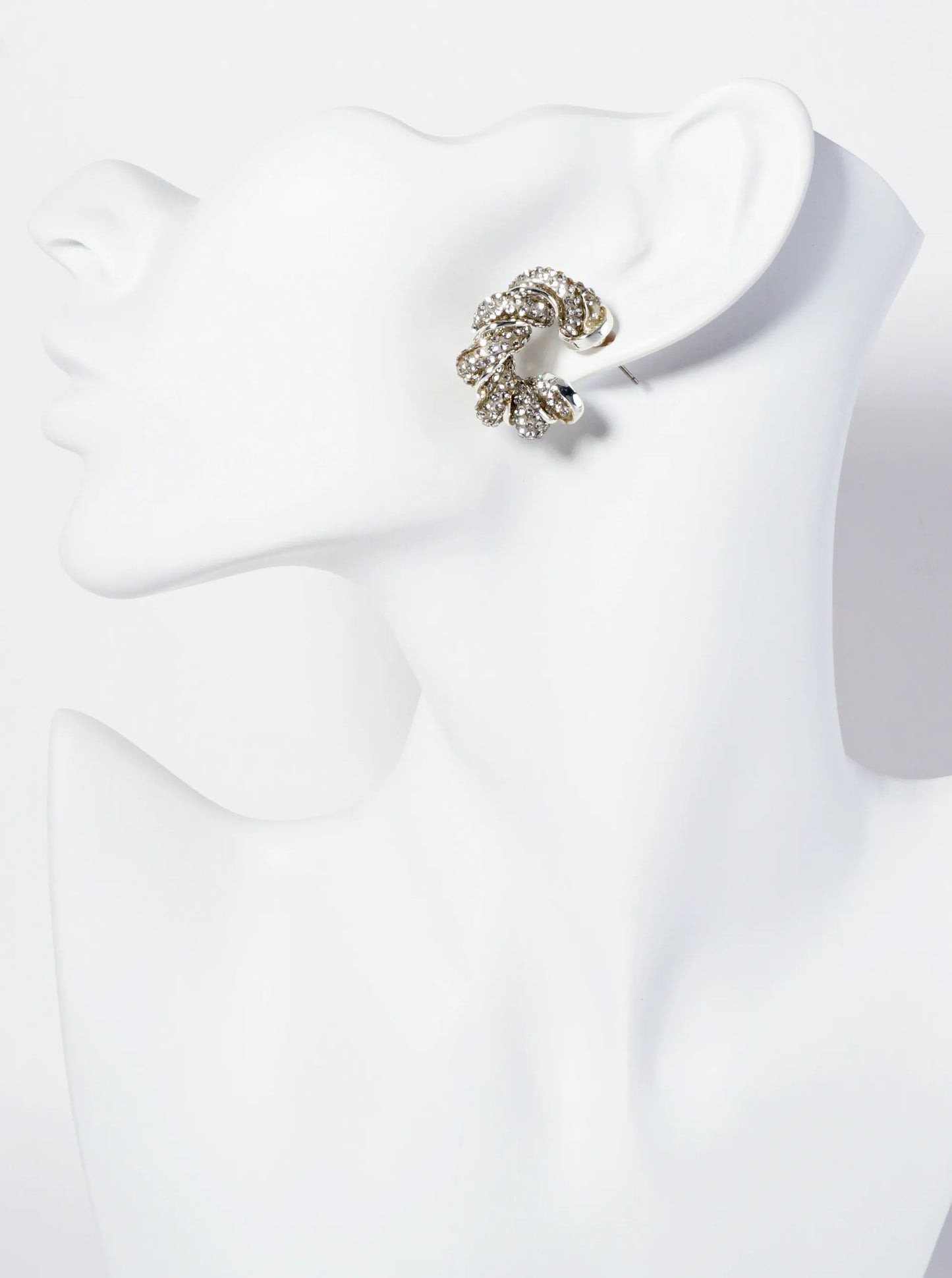 30mm Twist Open Hoop Earrings Embellished With Sparkling Crystal-Pave