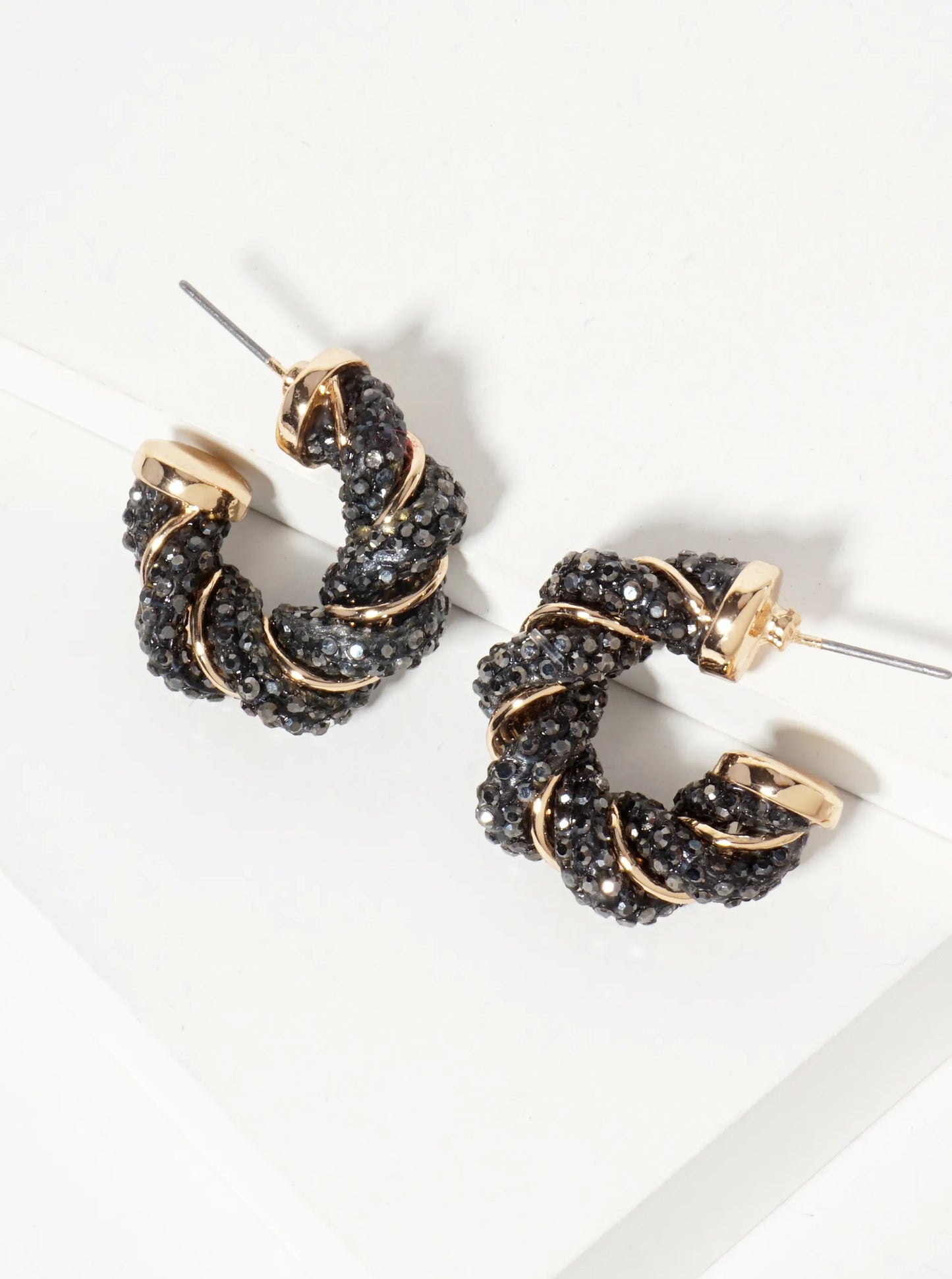 30mm Twist Open Hoop Earrings Embellished With Sparkling Crystal-Pave