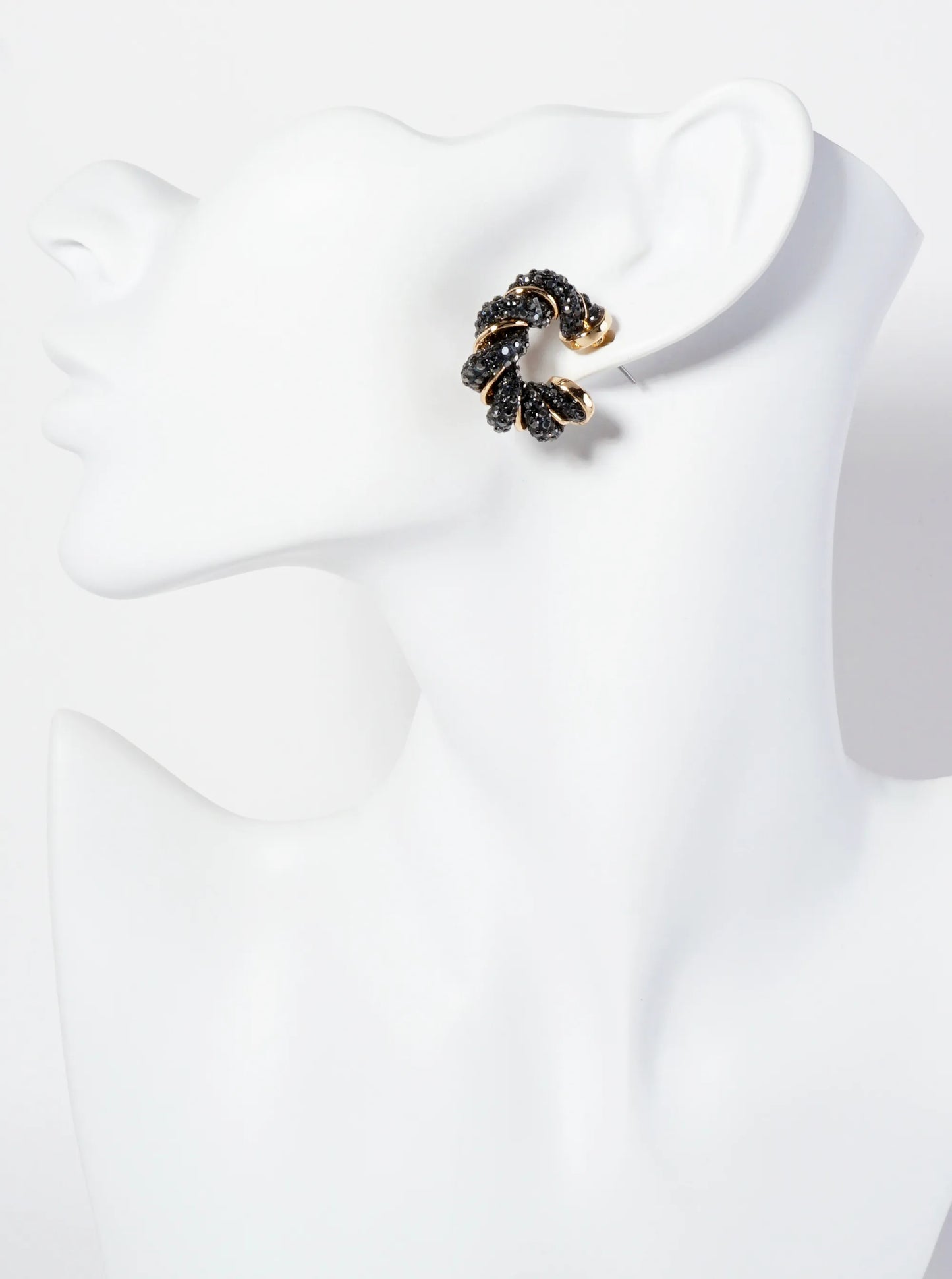 30mm Twist Open Hoop Earrings Embellished With Sparkling Crystal-Pave