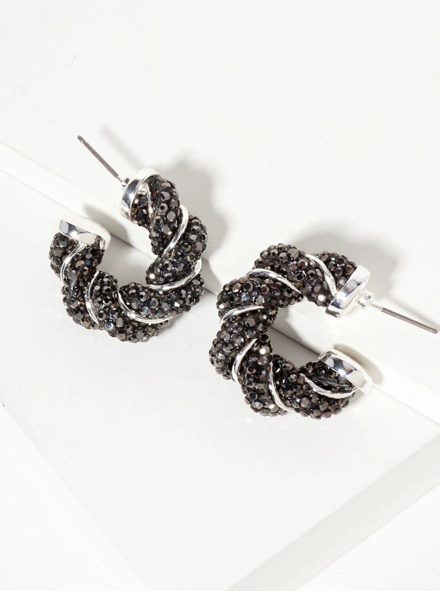 30mm Twist Open Hoop Earrings Embellished With Sparkling Crystal-Pave