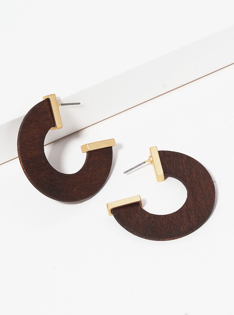 30mm Wood Flat Hoop Earrings