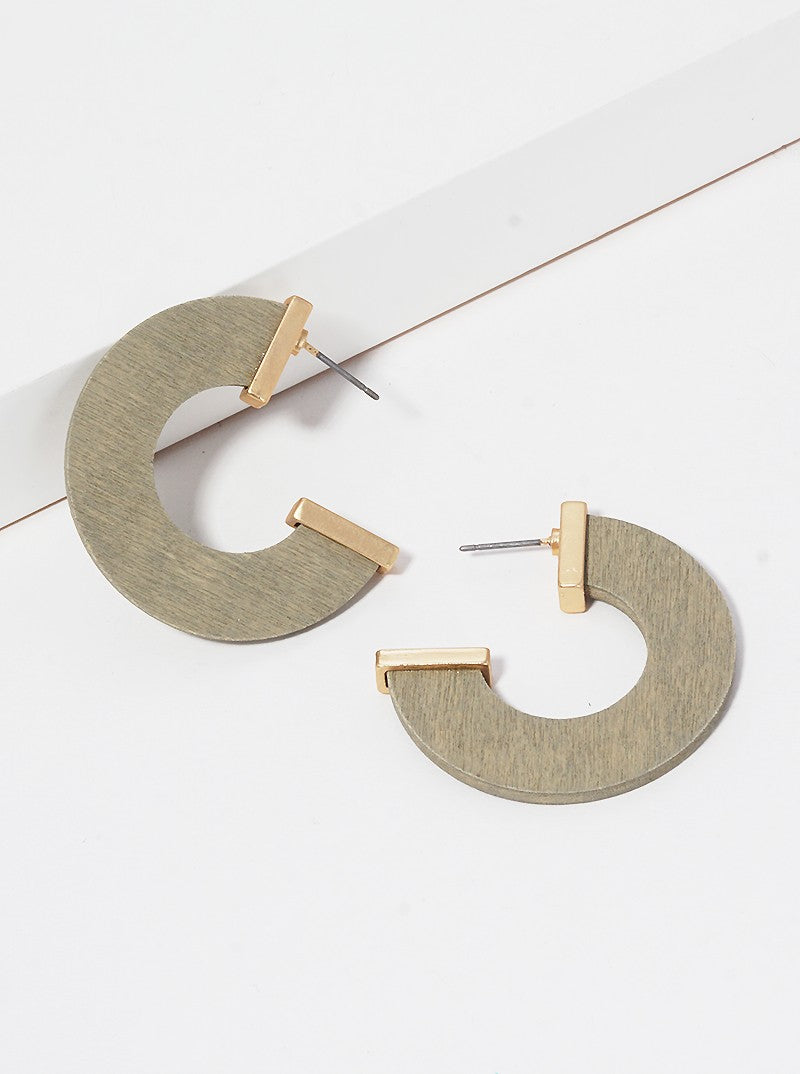 30mm Wood Flat Hoop Earrings