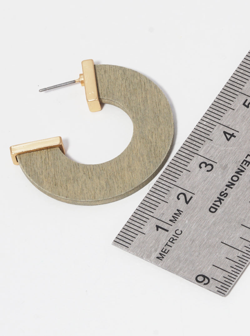 30mm Wood Flat Hoop Earrings