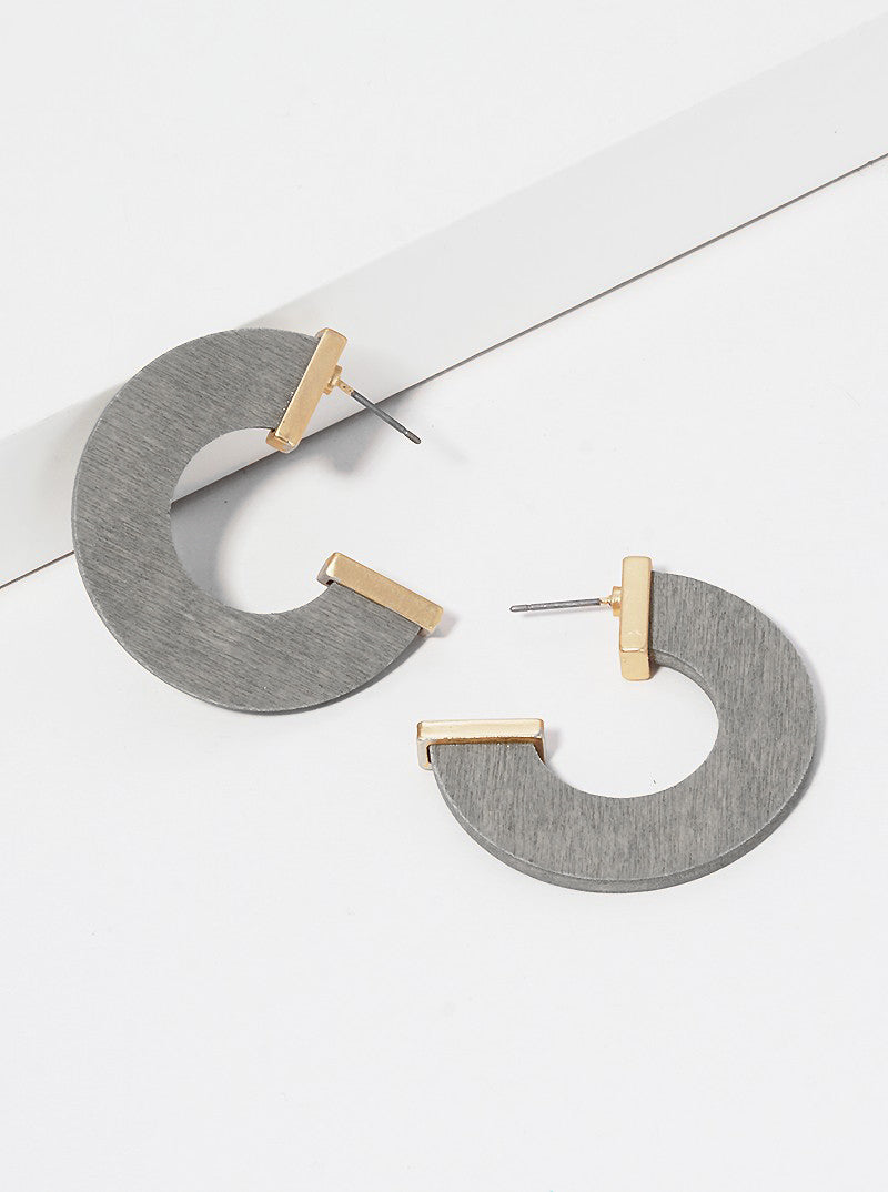 30mm Wood Flat Hoop Earrings