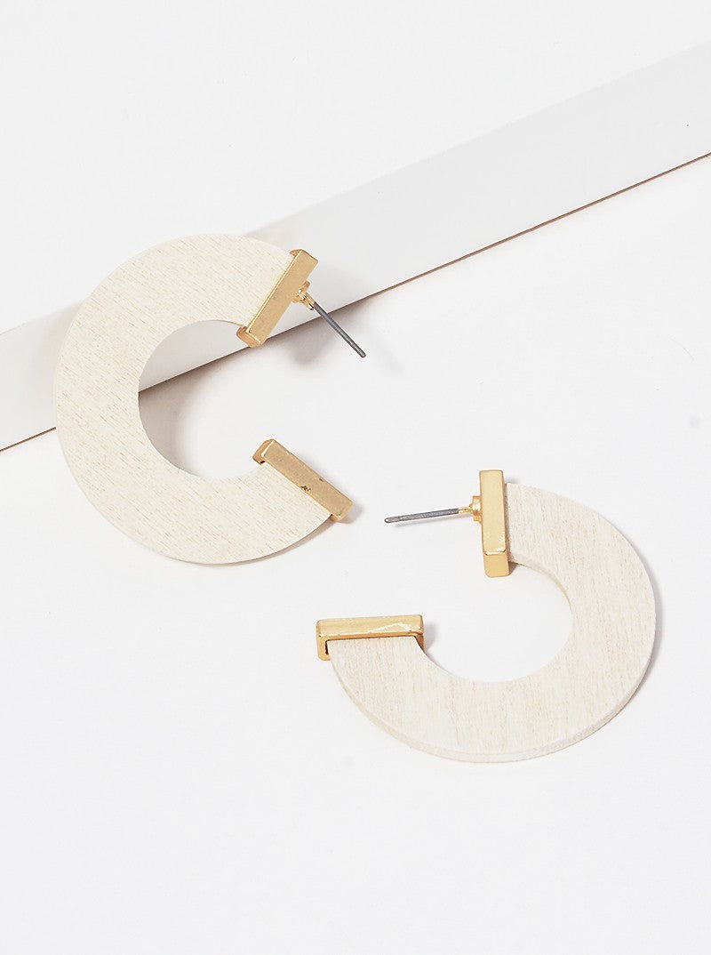 30mm Wood Flat Hoop Earrings