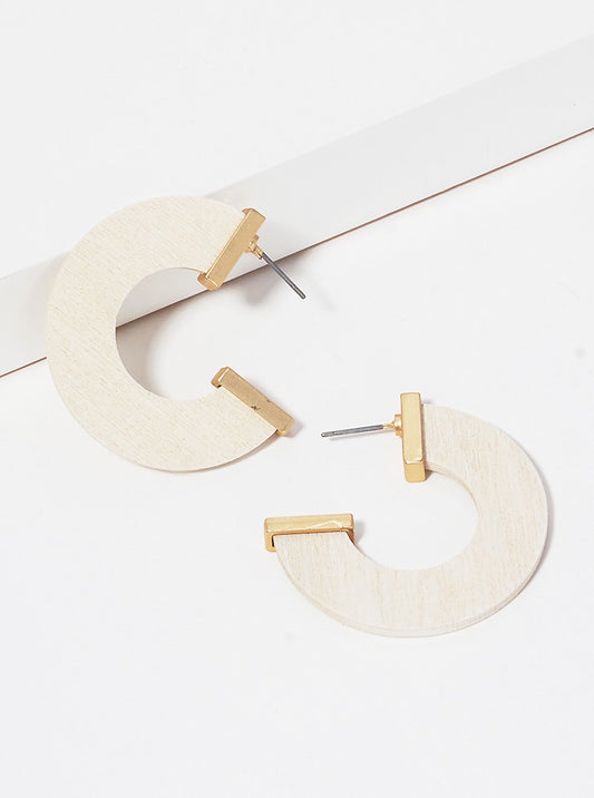 30mm Wood Flat Hoop Earrings