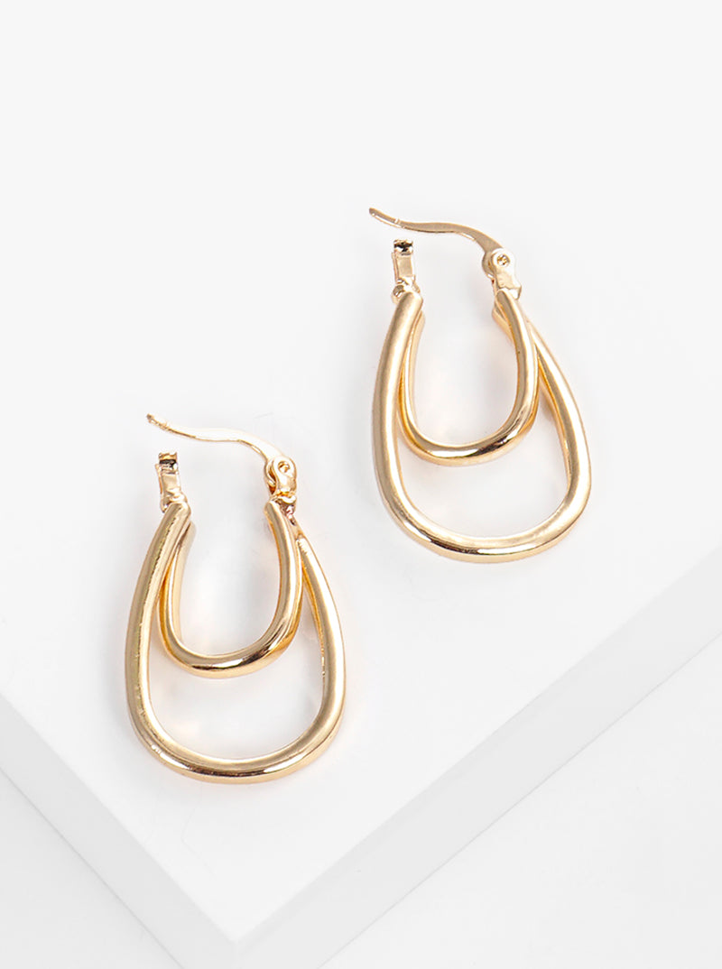 30mm Double Oval Hoop Earrings
