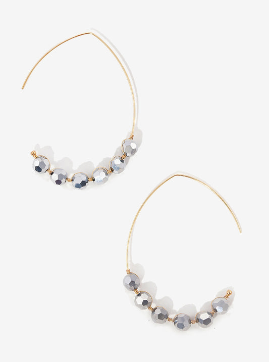 30mm Glass Beaded Wire Threader Earrings