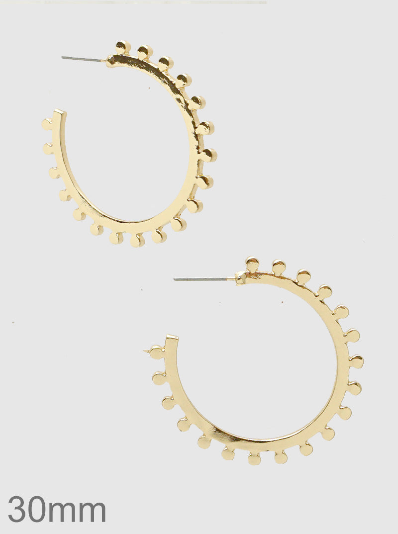 30mm Metal Cogwheel Open Hoop Earrings