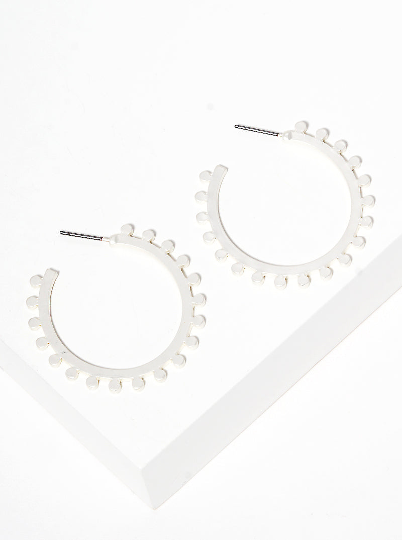 30mm Metal Cogwheel Open Hoop Earrings Matte silver