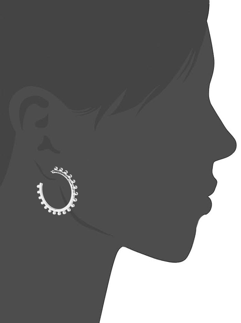 30mm Metal Cogwheel Open Hoop Earrings