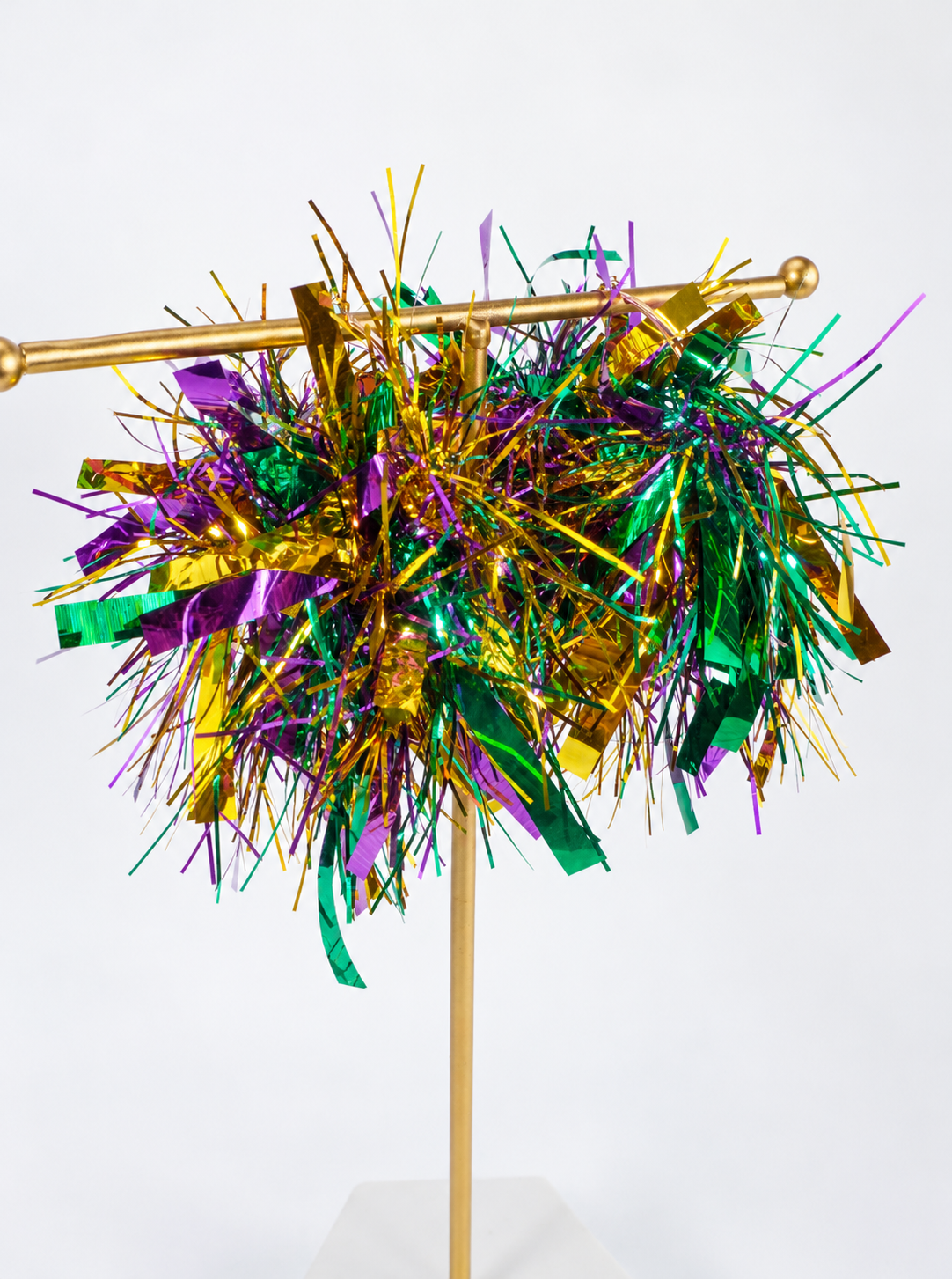 Mardi Gras Metallic Tinsel Garland - Purple Yellow Green