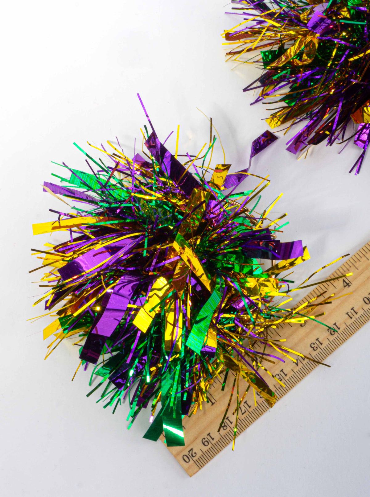 Mardi Gras Metallic Tinsel Garland - Purple Yellow Green