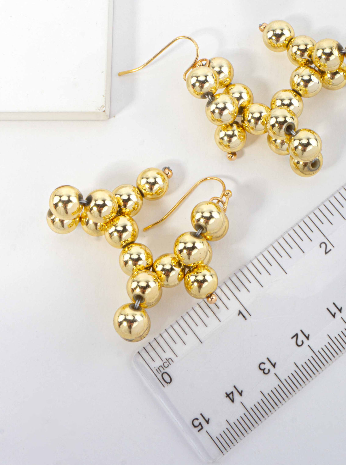 Metallic Balloon Dog Beaded Hook Earrings - Yellow