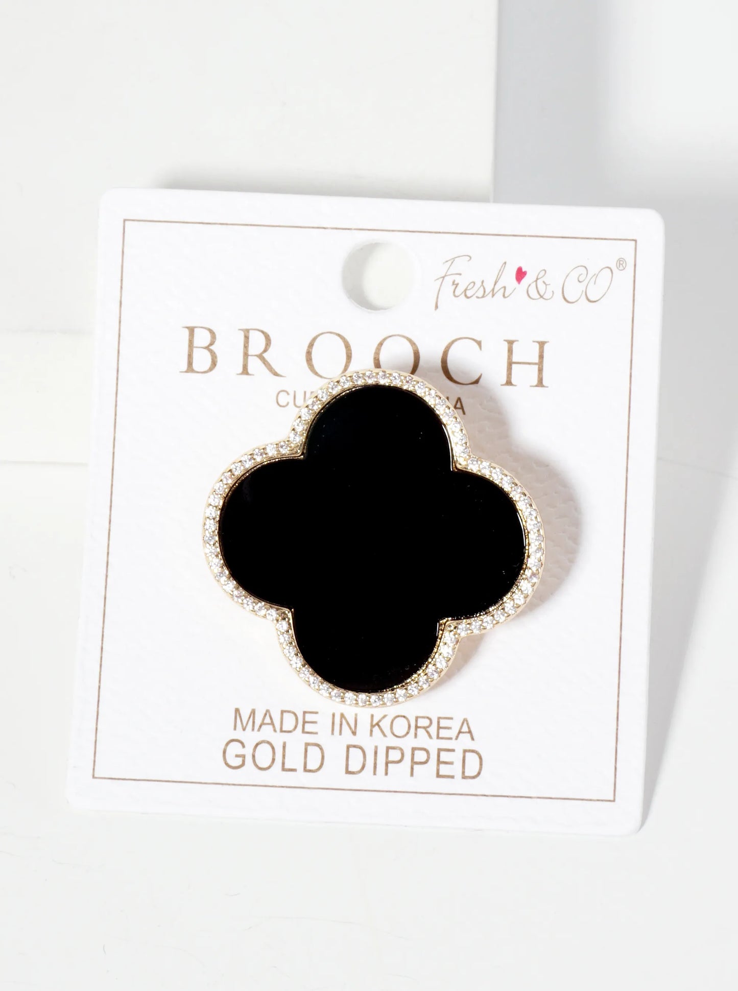 32mm Pave-Set Cubic-Zirconia Edged Quatrefoil 18K-Gold-Dipped Brooch