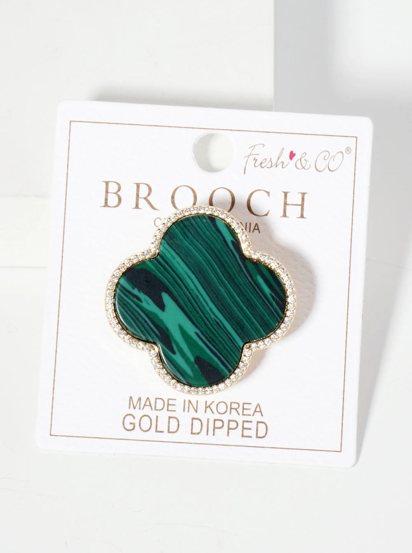32mm Pave-Set Cubic-Zirconia Edged Quatrefoil 18K-Gold-Dipped Brooch