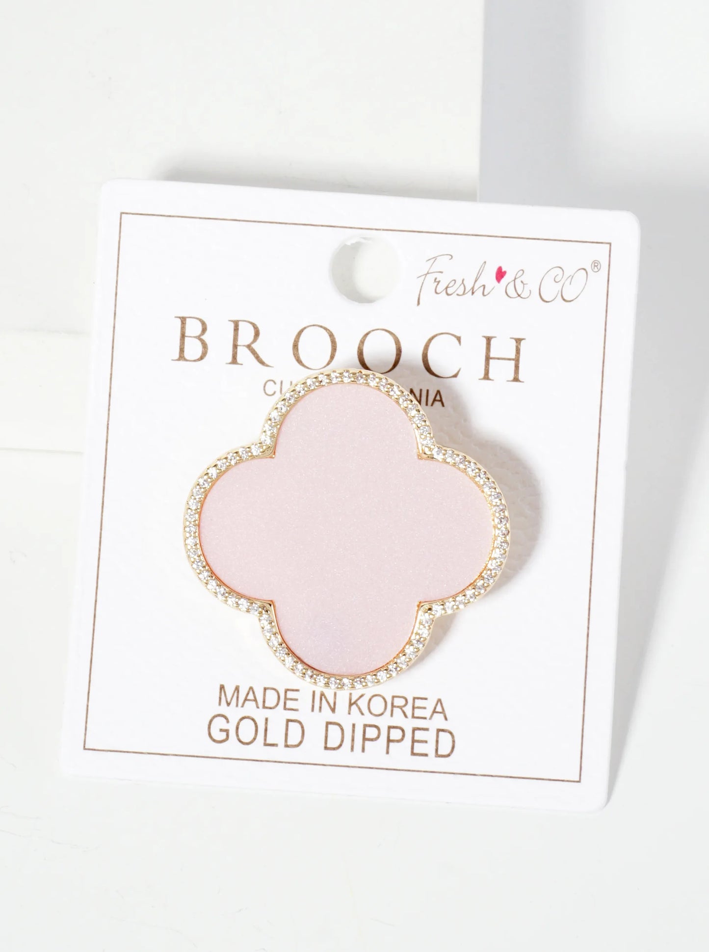 32mm Pave-Set Cubic-Zirconia Edged Quatrefoil 18K-Gold-Dipped Brooch