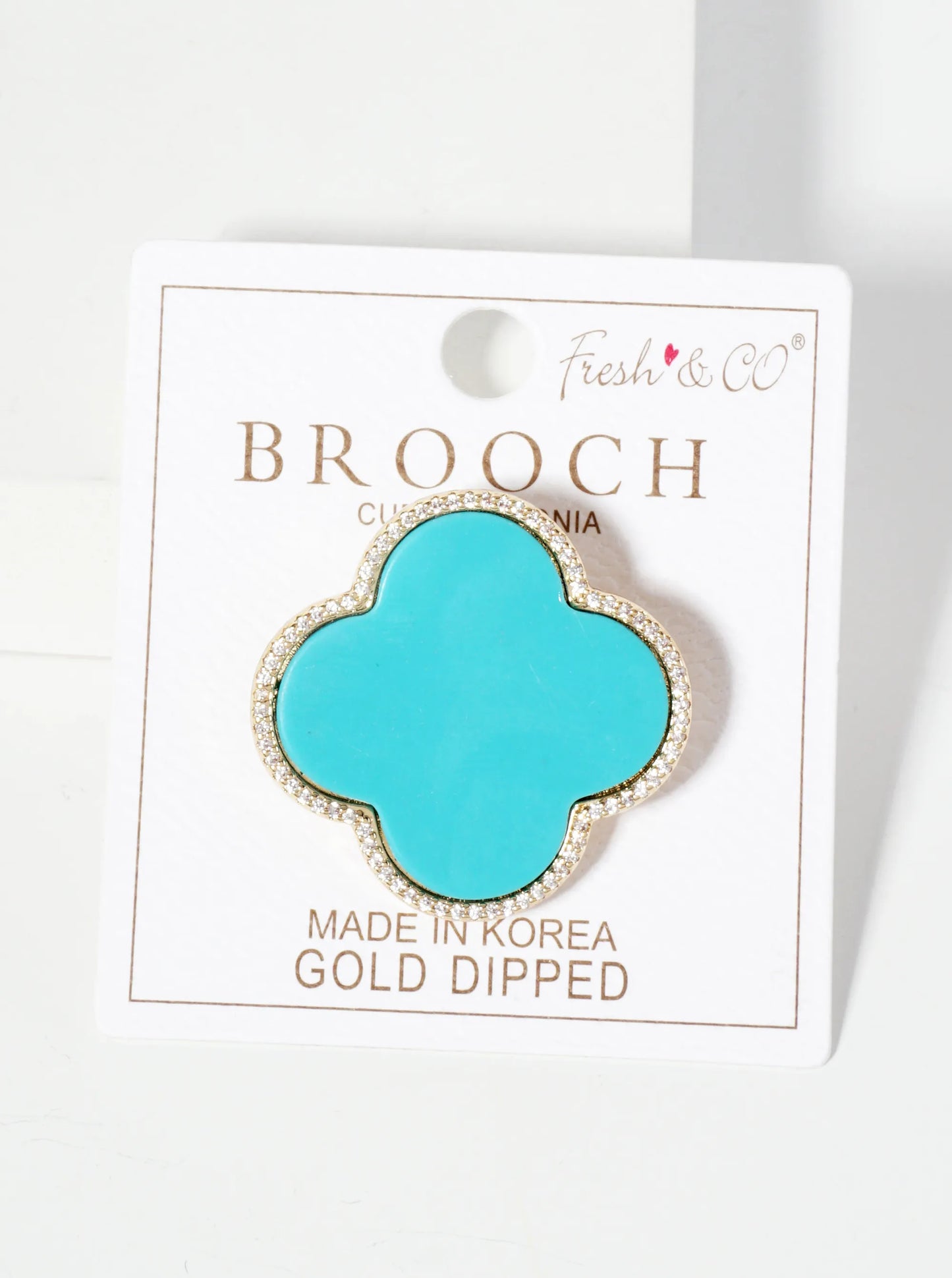 32mm Pave-Set Cubic-Zirconia Edged Quatrefoil 18K-Gold-Dipped Brooch