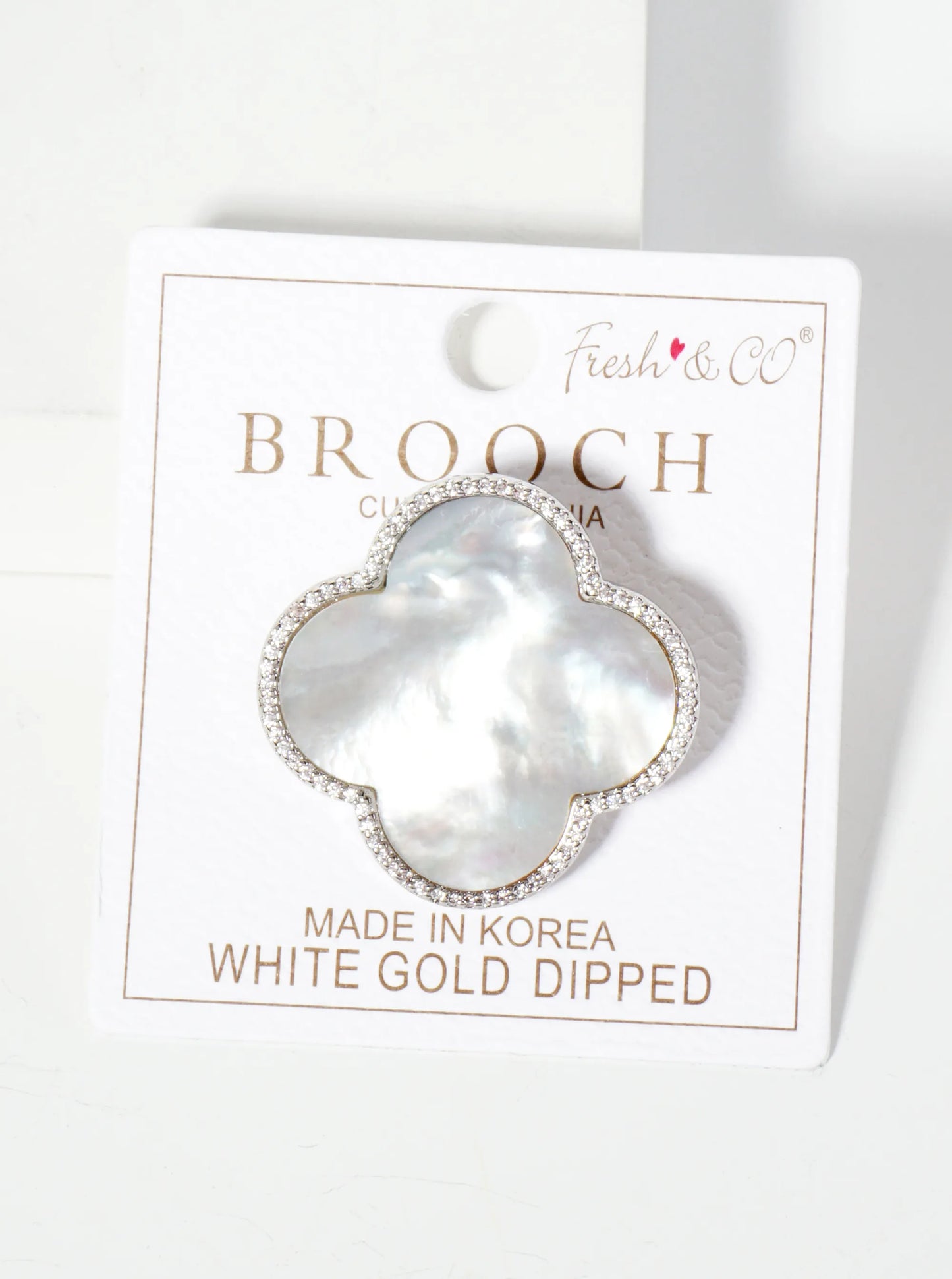 32mm Pave-Set Cubic-Zirconia Edged Quatrefoil 18K-Gold-Dipped Brooch