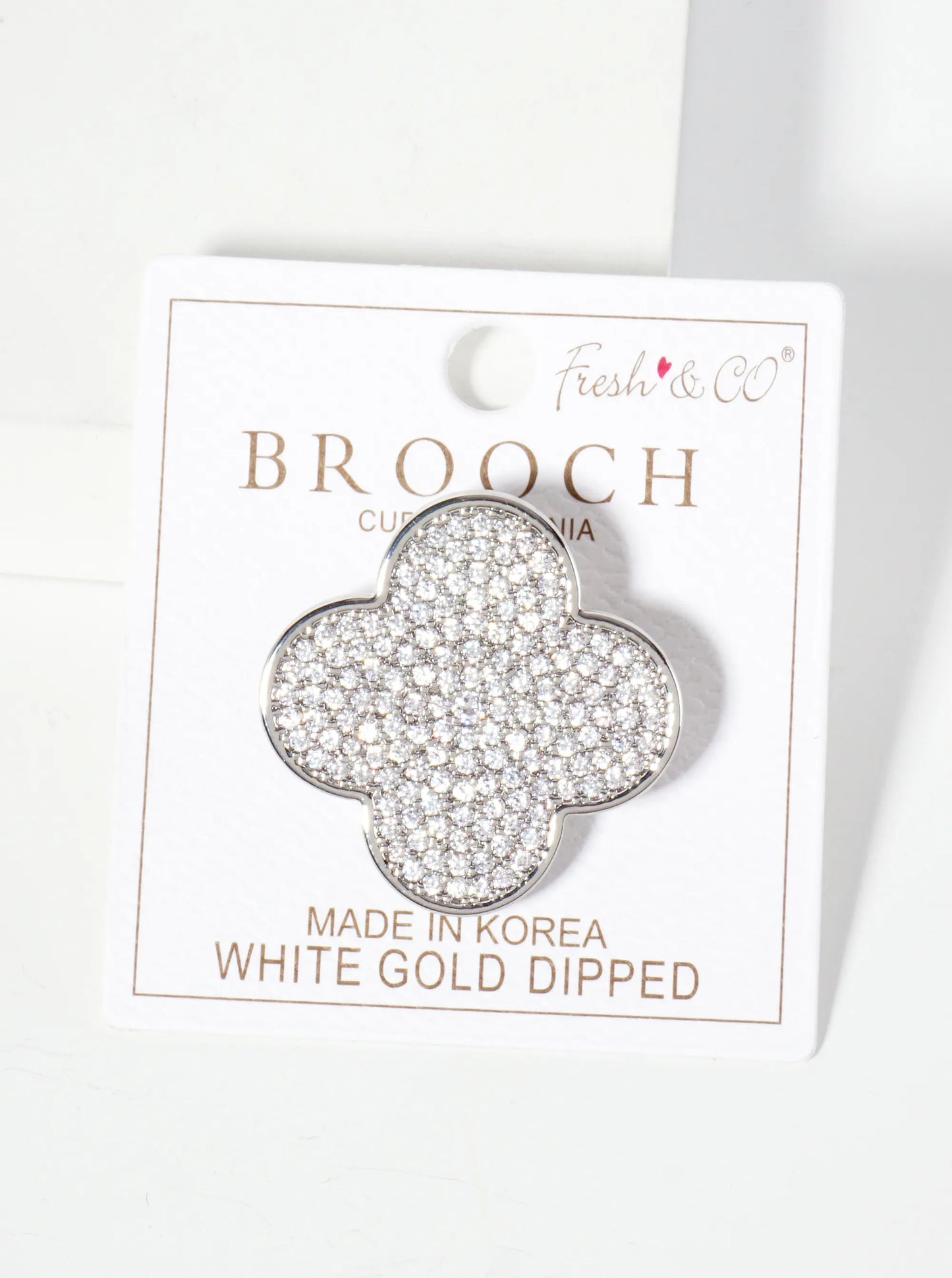 32mm Pave-Set Cubic-Zirconia Quatrefoil 18K-Gold-Dipped Brooch