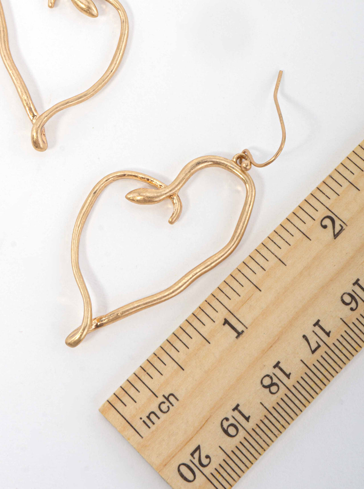 Modern Organic Open Heart Drop Earrings - WORN GOLD