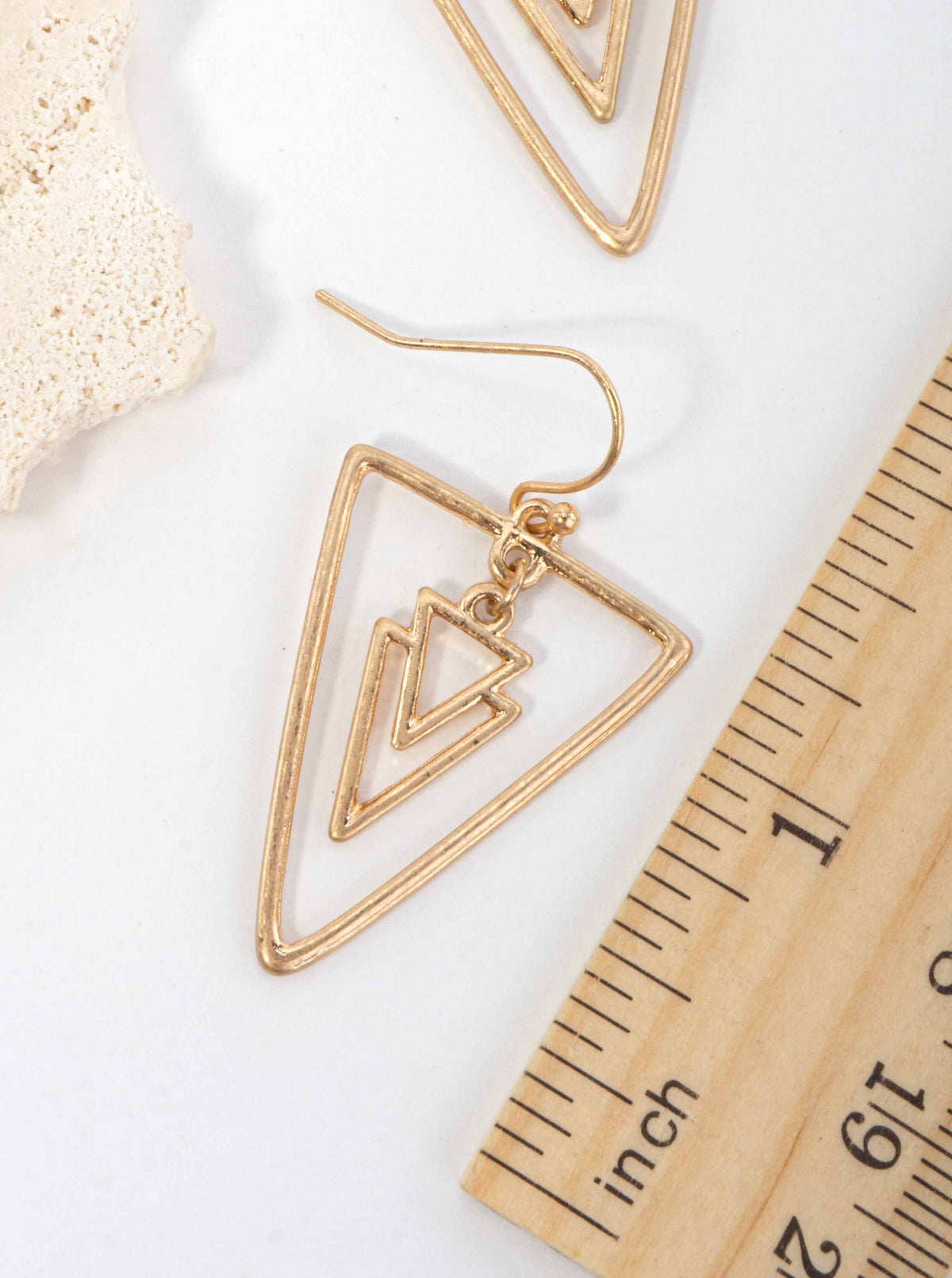Geometric Matte Triangle Drop Earrings - WORN GOLD