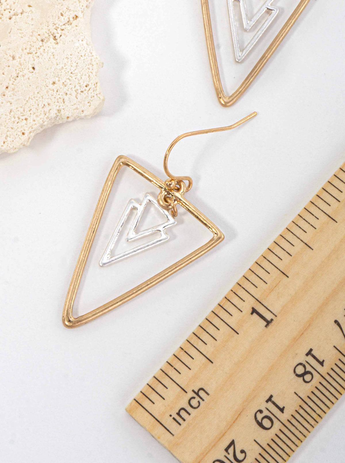 Geometric Matte Triangle Drop Earrings - WORN GOLD-WORN SILVER