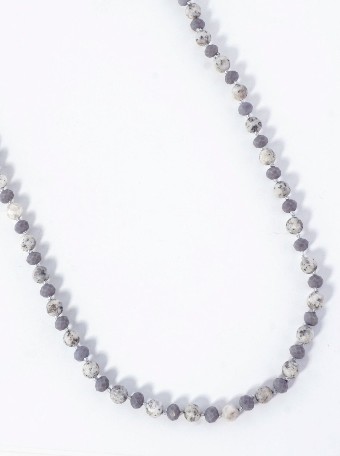 33 Inch Long Semiprecious 2 Tone Knotted Necklace