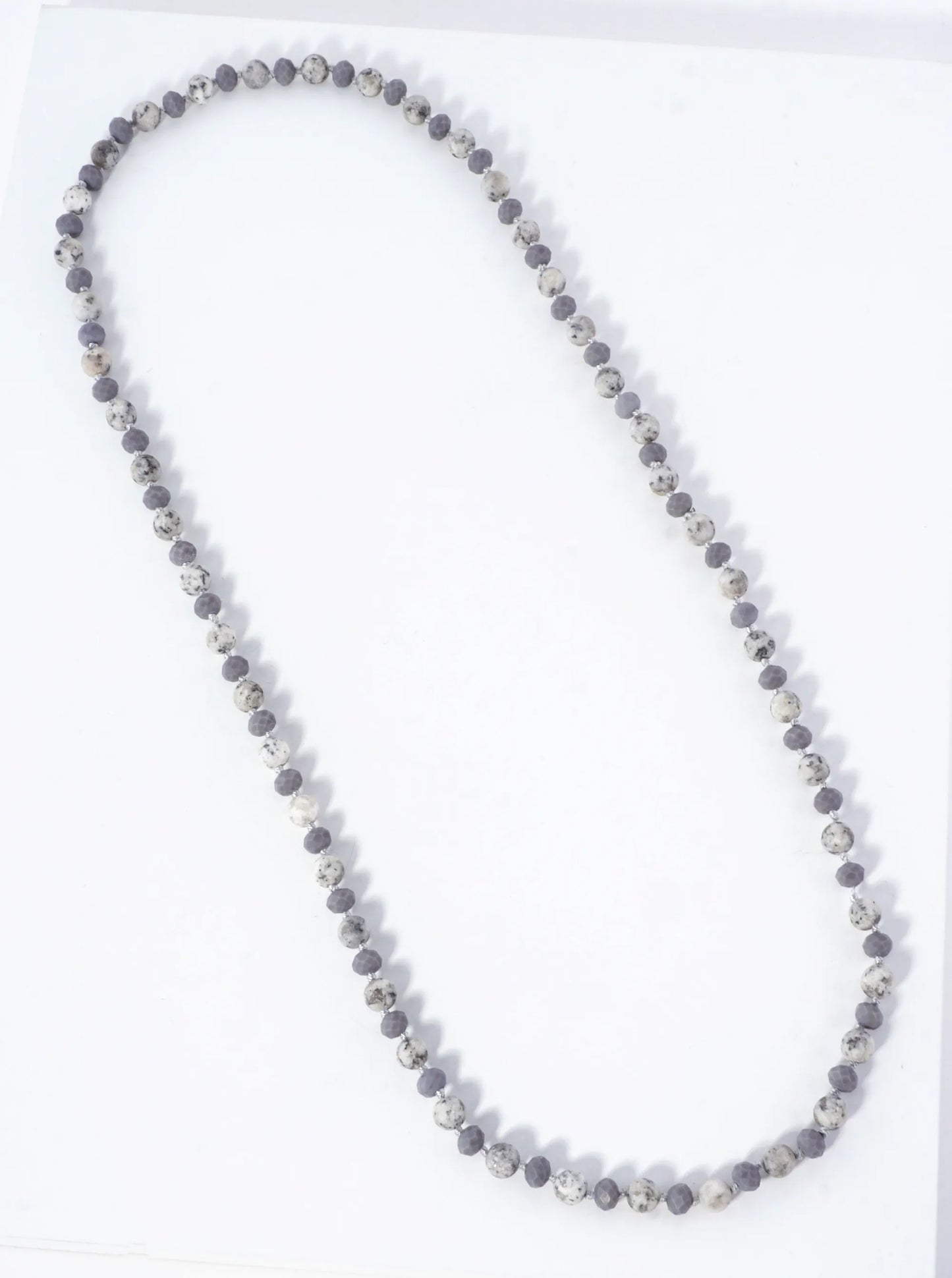 33 Inch Long Semiprecious 2 Tone Knotted Necklace