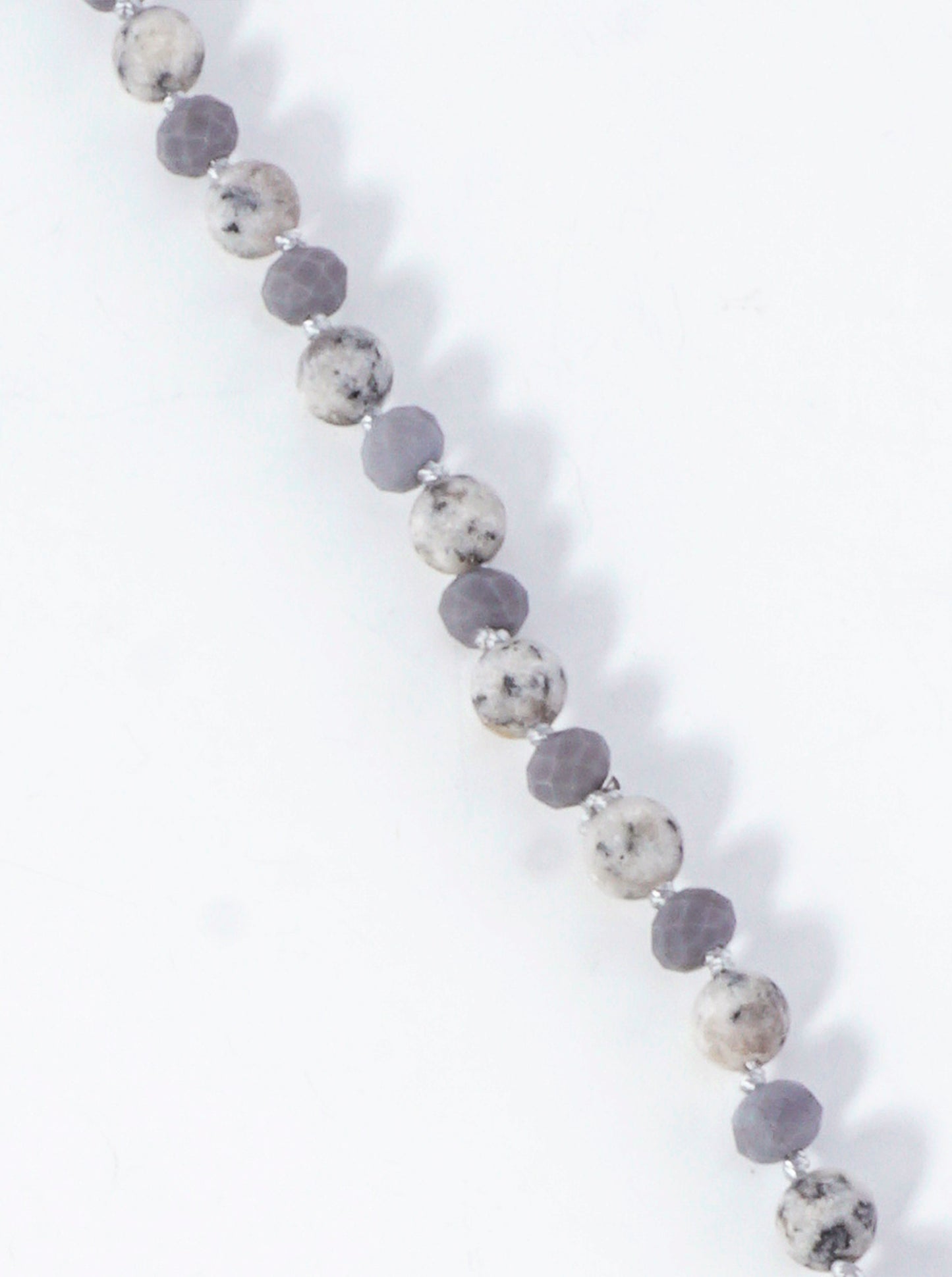 33 Inch Long Semiprecious 2 Tone Knotted Necklace