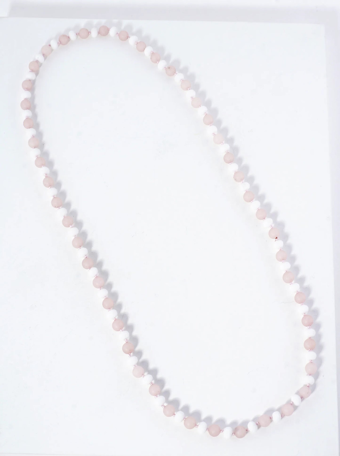 33 Inch Long Semiprecious 2 Tone Knotted Necklace