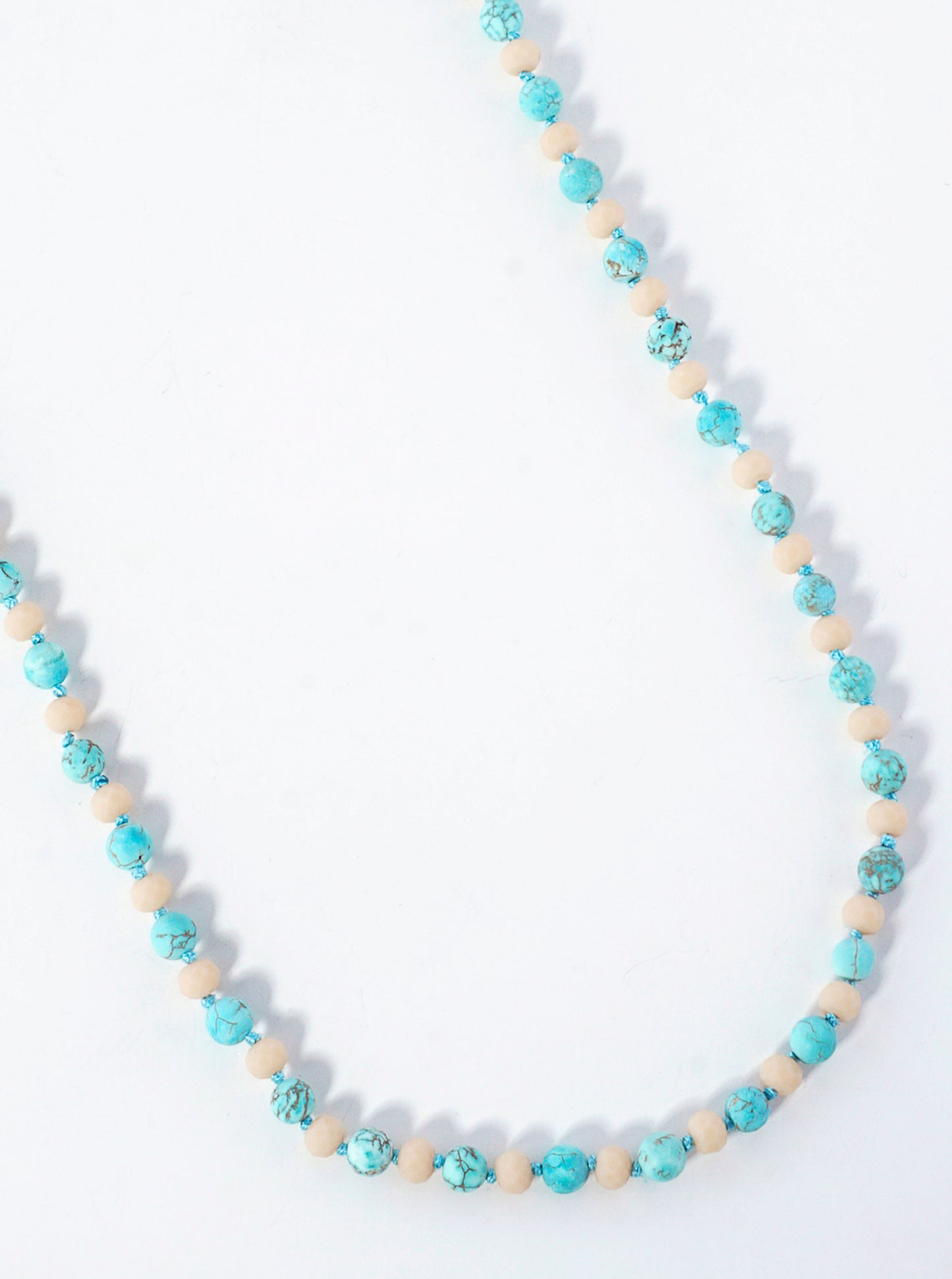 33 Inch Long Semiprecious 2 Tone Knotted Necklace