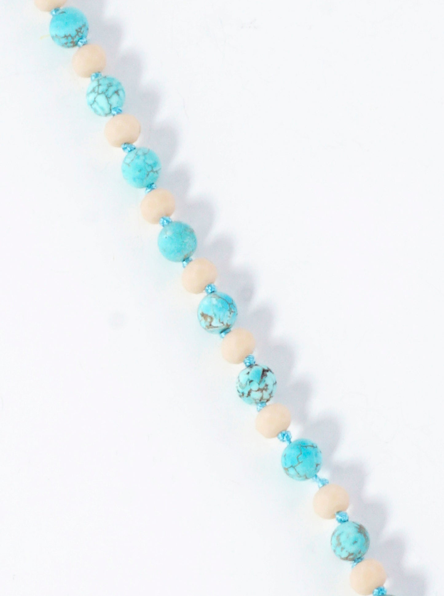 33 Inch Long Semiprecious 2 Tone Knotted Necklace