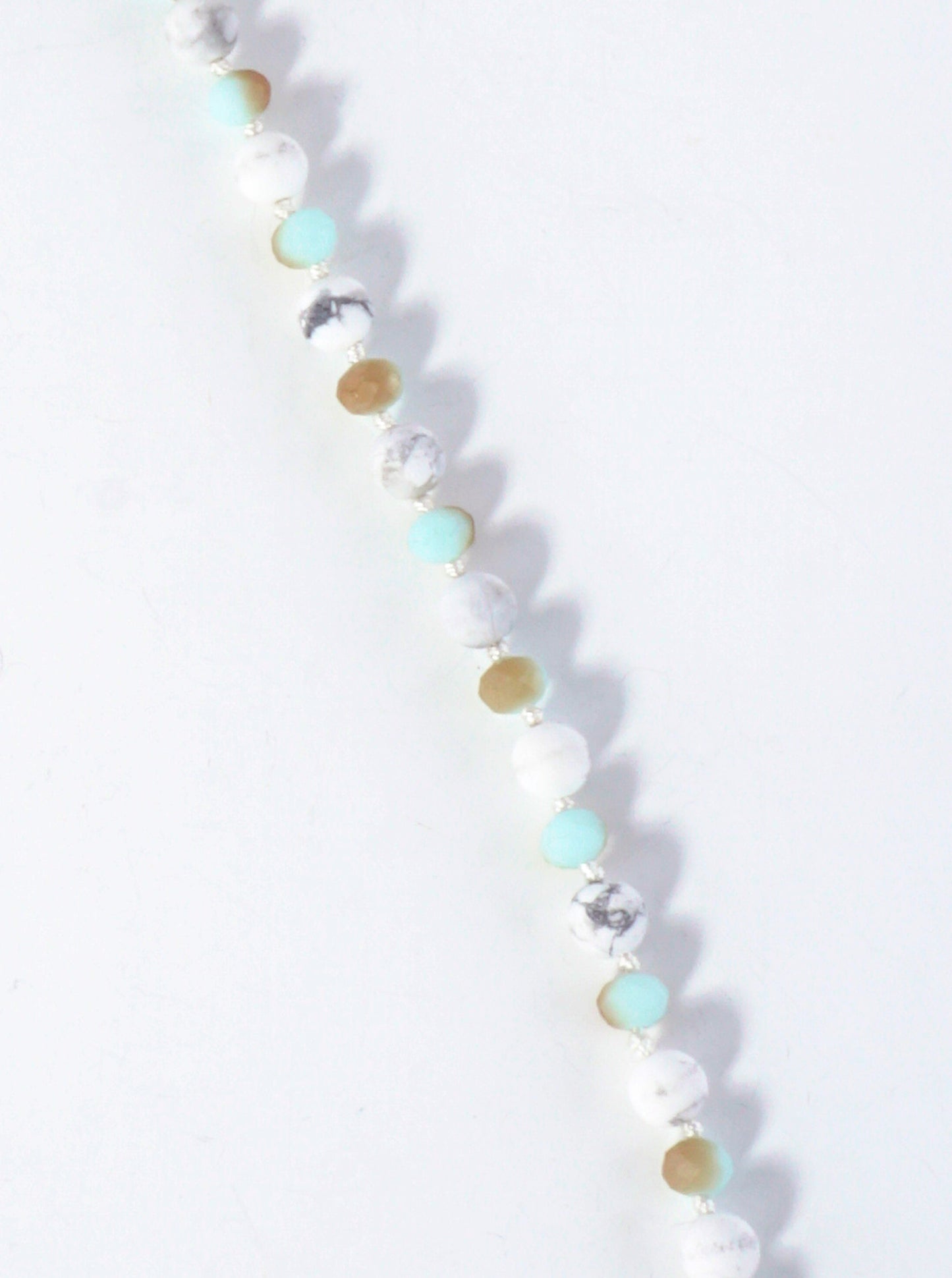33 Inch Long Semiprecious 2 Tone Knotted Necklace