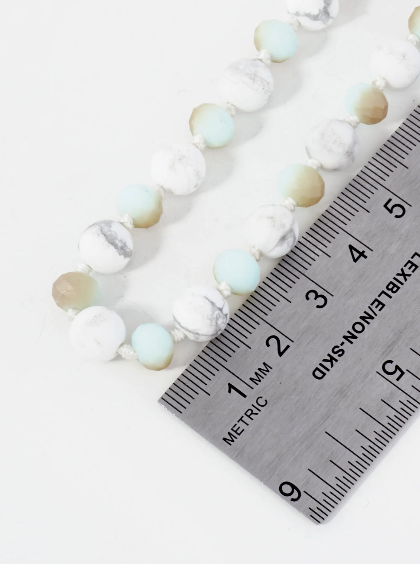 33 Inch Long Semiprecious 2 Tone Knotted Necklace