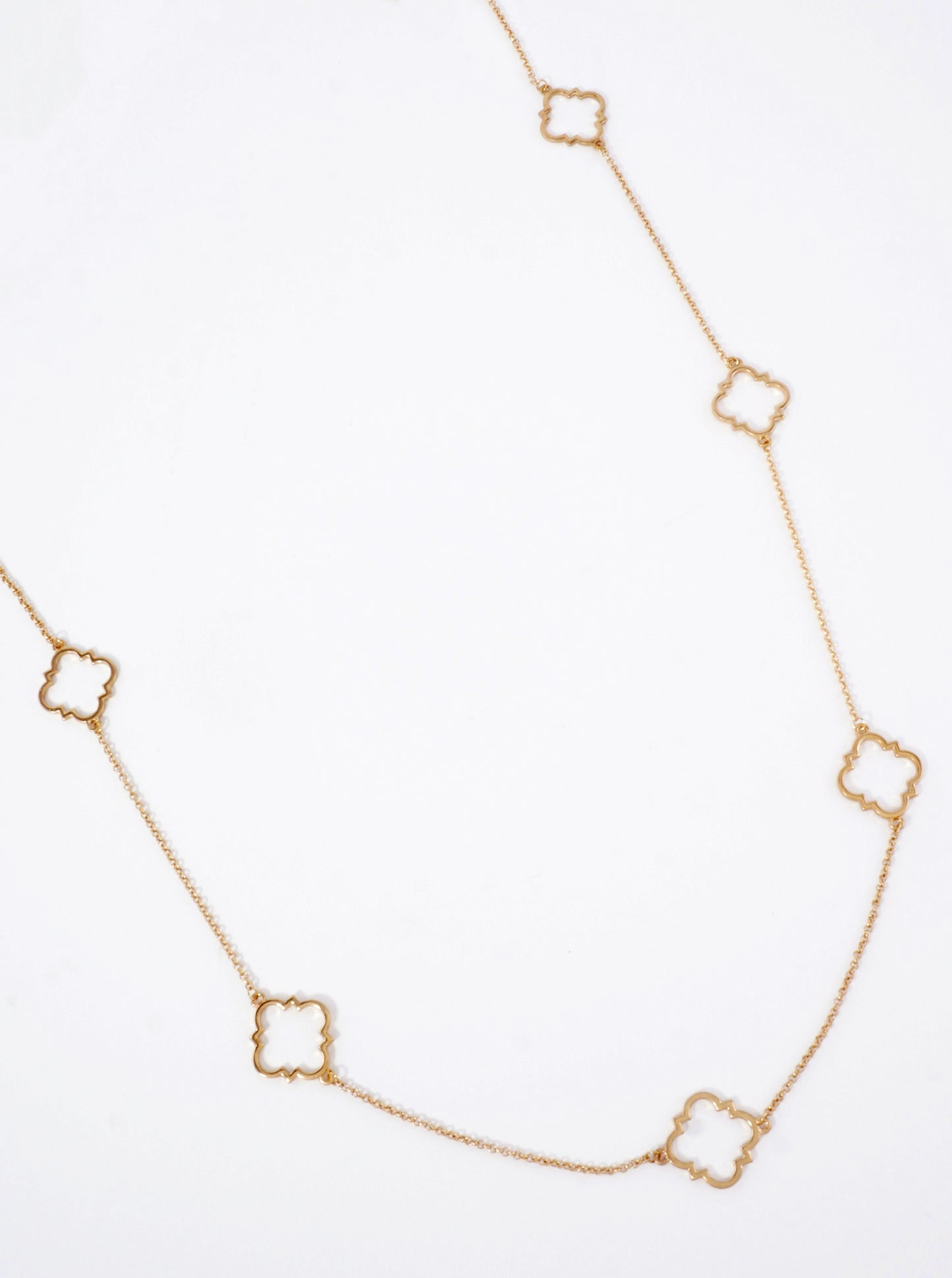 33 Inch Quatrefoil Station Long Necklace