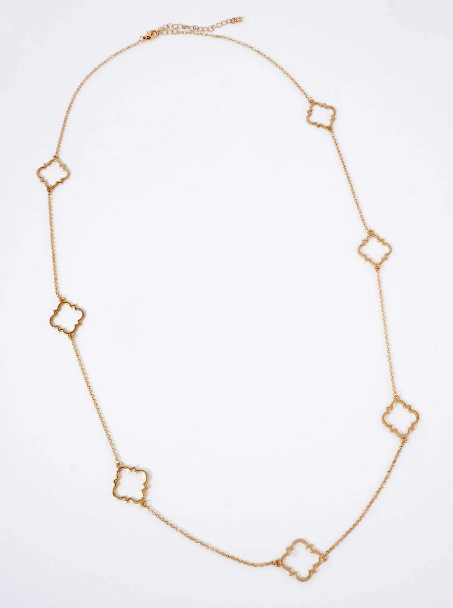 33 Inch Quatrefoil Station Long Necklace