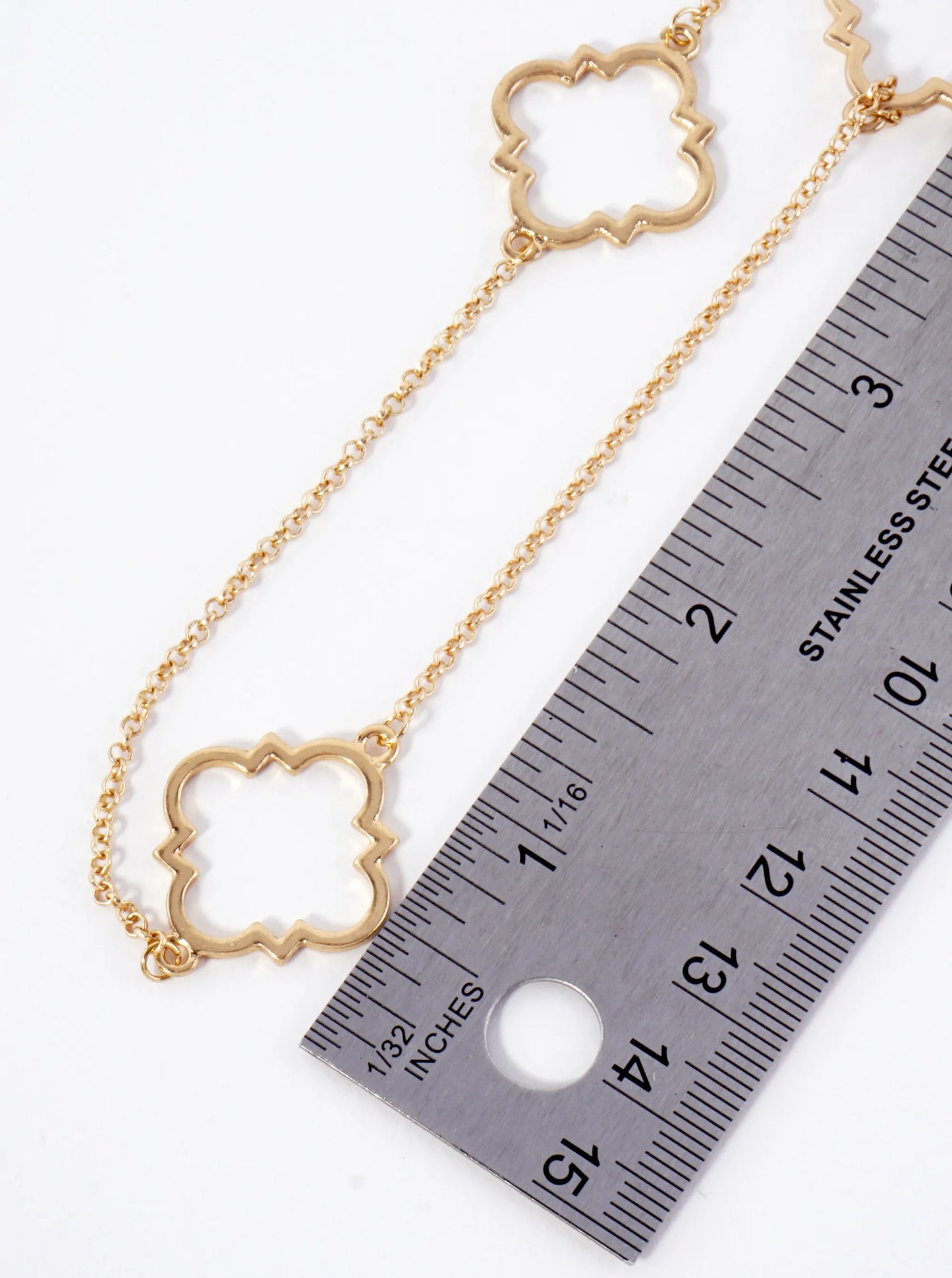 33 Inch Quatrefoil Station Long Necklace