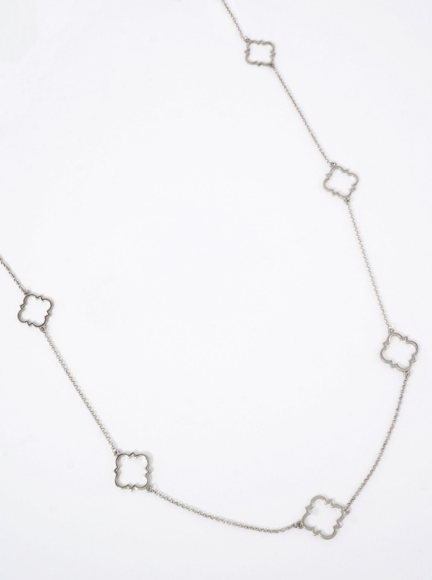 33 Inch Quatrefoil Station Long Necklace