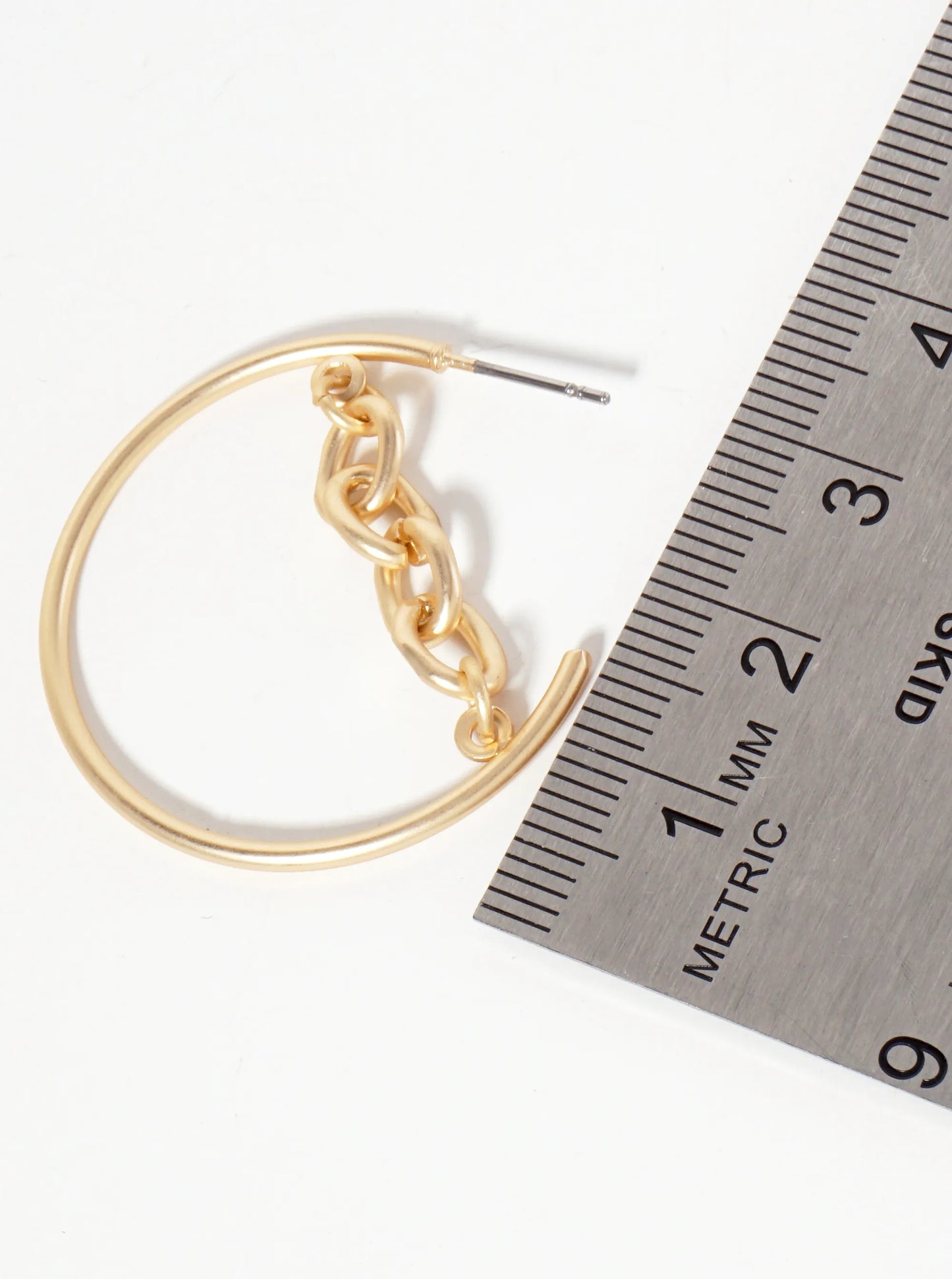 33mm Open Hoop Earrings With Hanging Chain