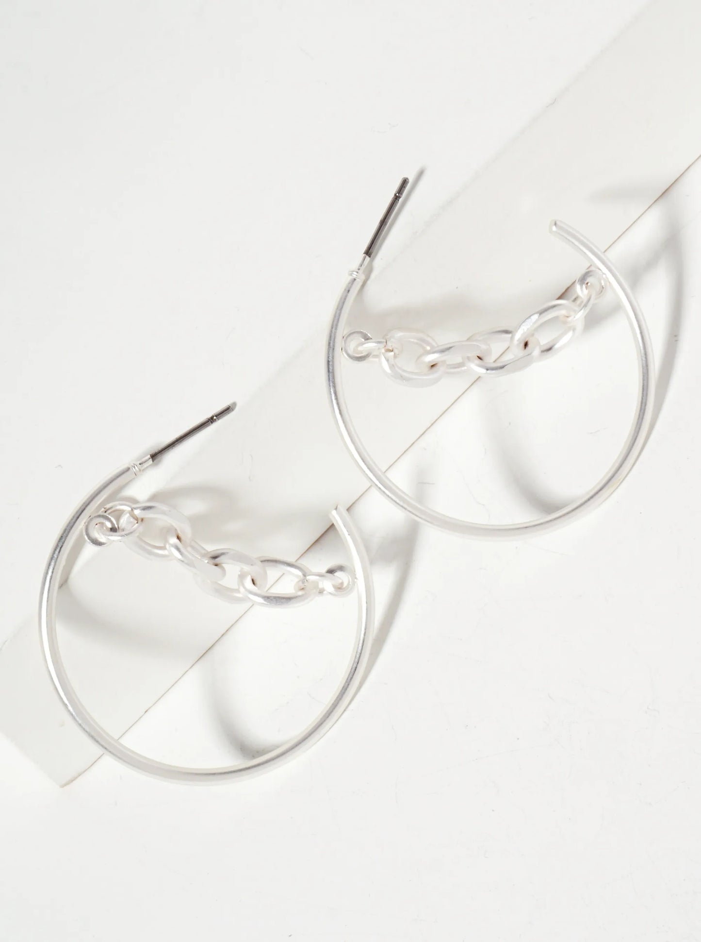 33mm Open Hoop Earrings With Hanging Chain