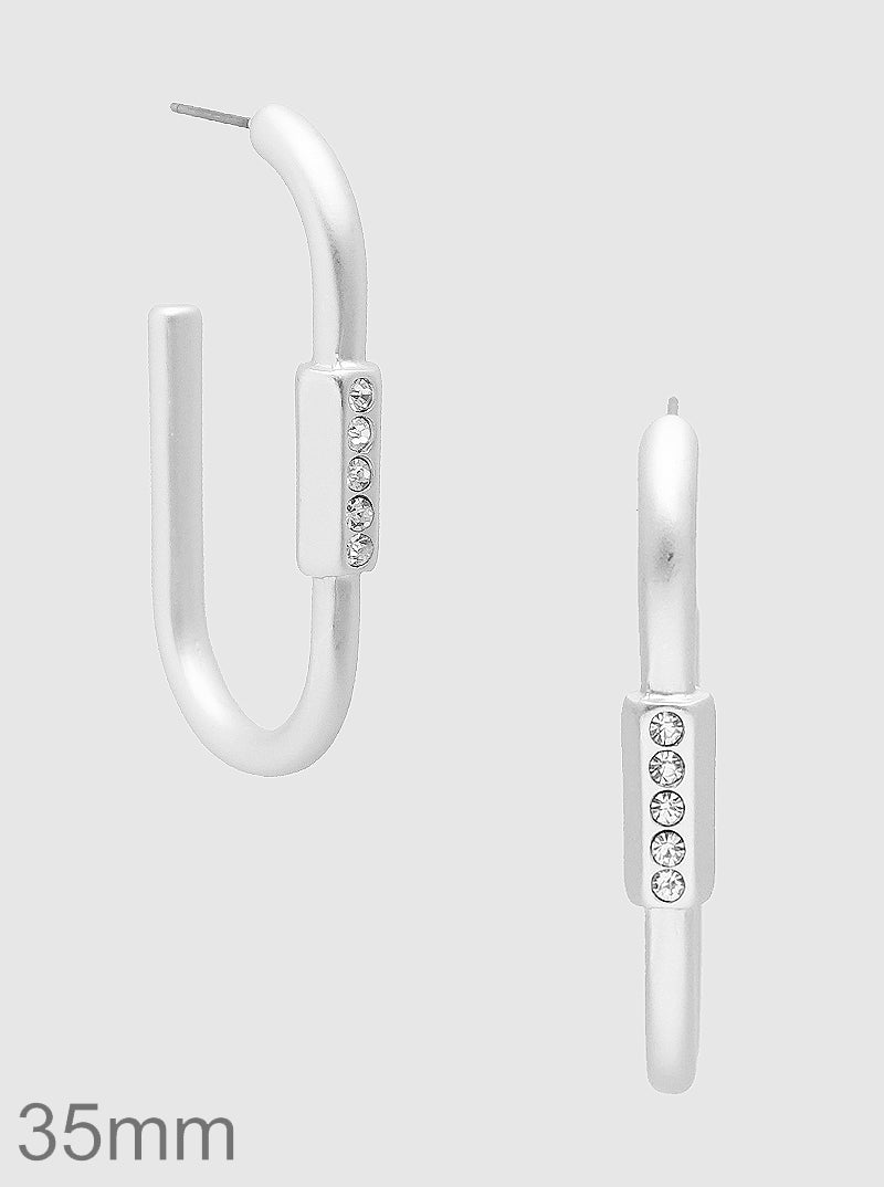 35MM RHINESTONE CARABINER HOOP EARRINGS