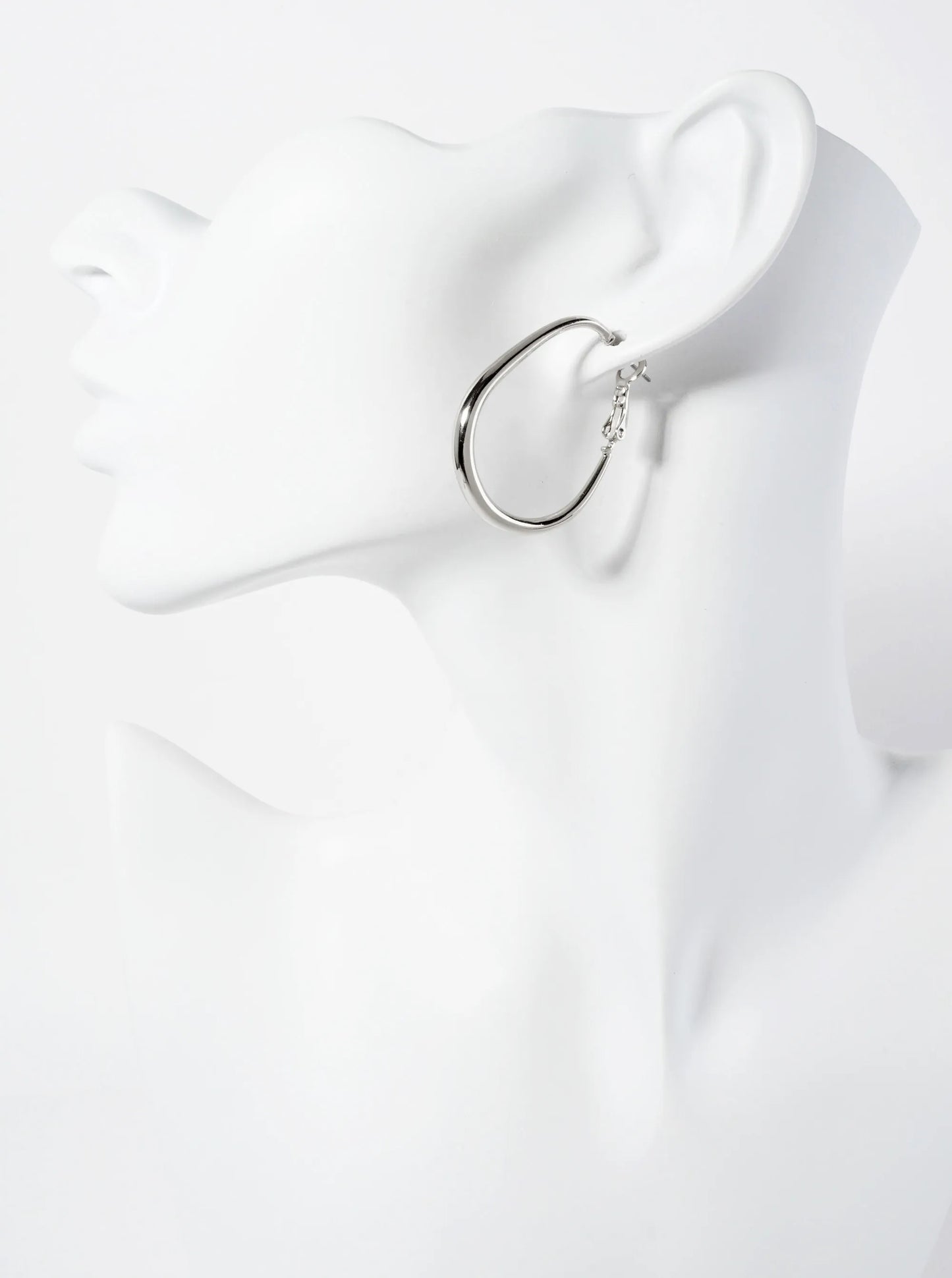 35mm 14K-Gold-Dipped Polished Brass Tapered Oval-Shaped Latch-Back Hoop Earrings
