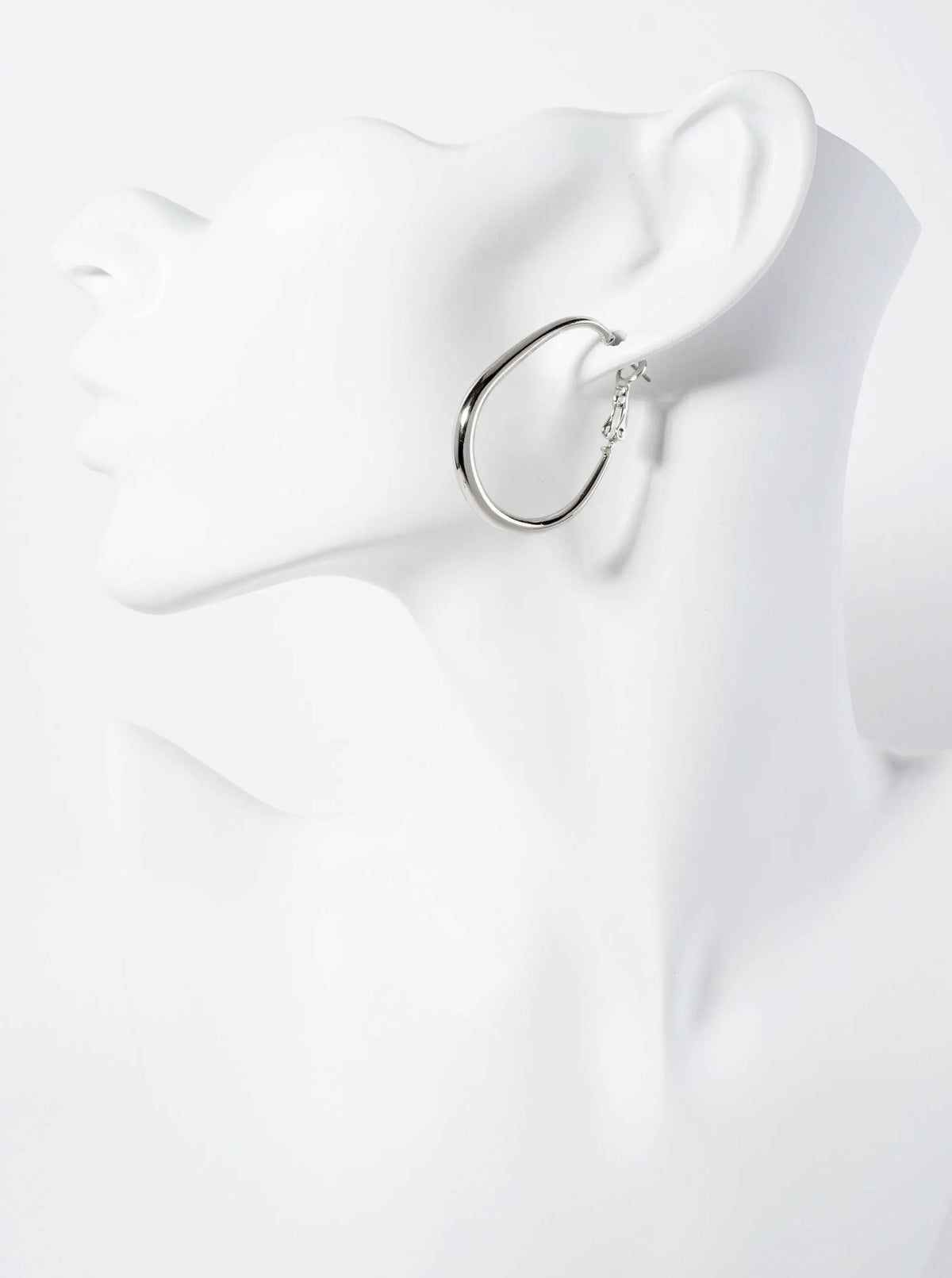 35mm 14K-Gold-Dipped Polished Brass Tapered Oval-Shaped Latch-Back Hoop Earrings