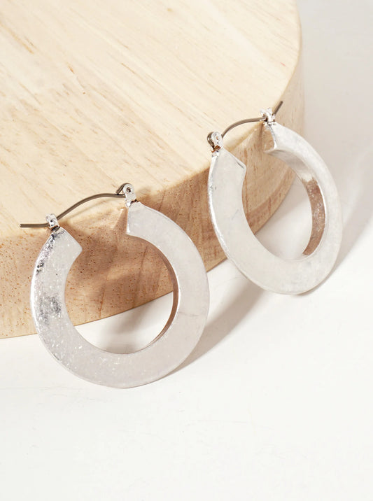 35mm Beveled Latch-Back Hoop Earrings With-Titanium-Post