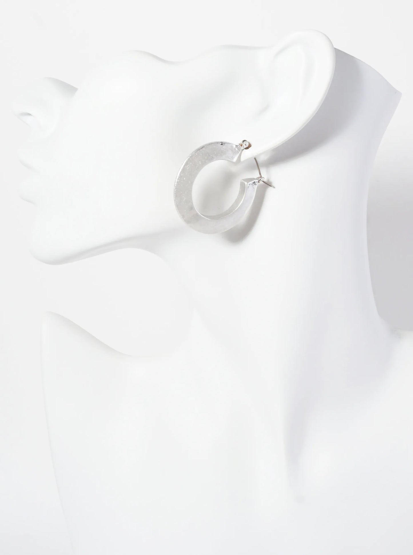 35mm Beveled Latch-Back Hoop Earrings With-Titanium-Post