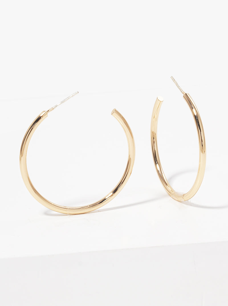 35mm Brass Hoop Earrings Sterling Silver Post