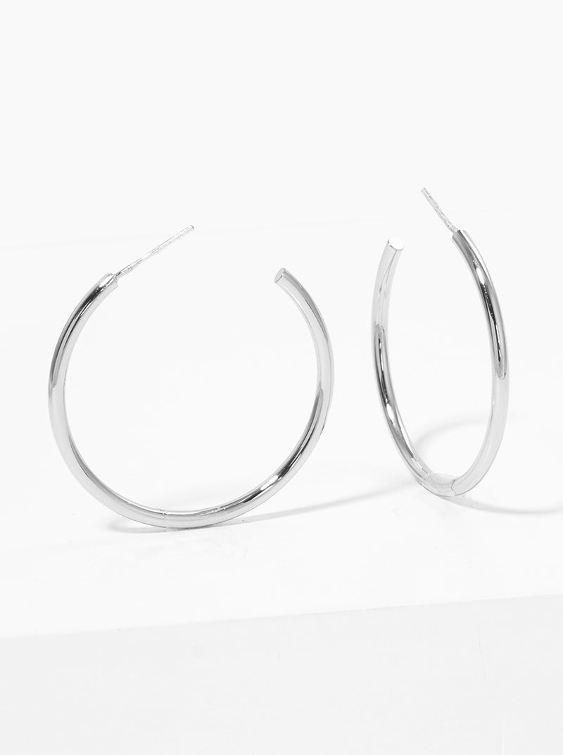 35mm Brass Hoop Earrings Sterling Silver Post